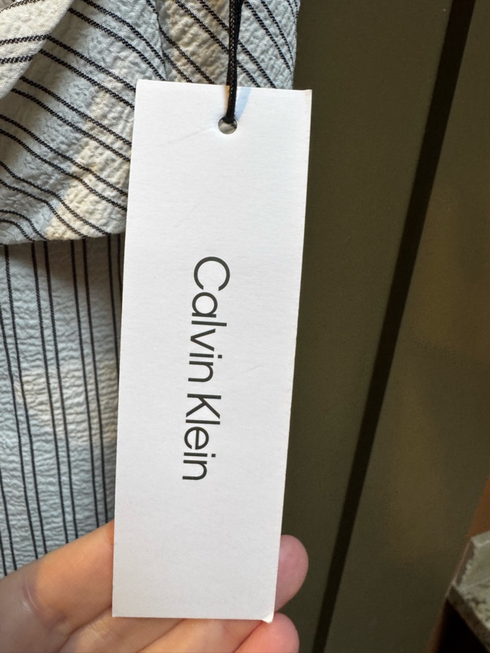 Calvin Klein White Black vertical Stripes V Neck Tie Front Jumpsuit 10 NWT - Picture 5 of 5